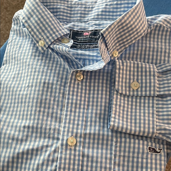 Vineyard Vines Light Blue Gingham Shirt - Picture 6 of 10